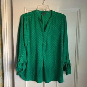 The Limited Women’s Top, sz XL, Kelly Green/white polka dot